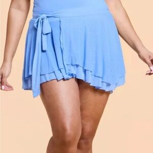 Blogilates blue dance studio wrap skort NWT XL